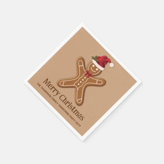 フェスティバルジンジャーブレッドクリスマスクッキーと文字 スタンダードカクテルナプキン (角)