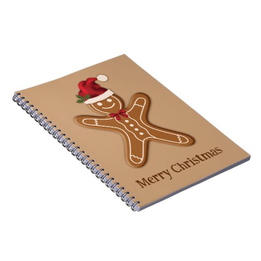 フェスティバルジンジャーブレッドクリスマスクッキーと文字 ノートブック (右側)