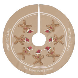 フェスティバルジンジャーブレッドクリスマスクッキーと文字 ブラッシュドポリエステルツリースカート