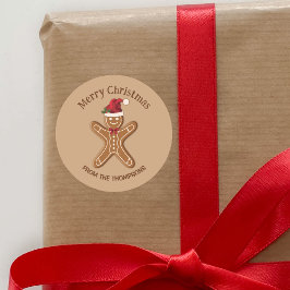 フェスティバルジンジャーブレッドクリスマスクッキーと文字 ラウンドシール