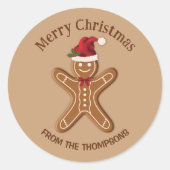 フェスティバルジンジャーブレッドクリスマスクッキーと文字 ラウンドシール (正面)