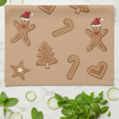 フェスティバルジンジャーブレッドクリスマスクッキーの形状 キッチンタオル (折り畳み)