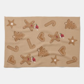 フェスティバルジンジャーブレッドクリスマスクッキーの形状 キッチンタオル (横)