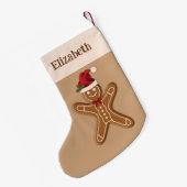 フェスティバルジンジャーブレッドクリスマスクッキー&名前をカスタムする スモールクリスマスストッキング (裏面 (吊り時))