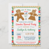 フェスティバルジンジャーブレッドクリスマスジェンダーのパーティーを明らかにする 招待状 (正面)