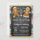 フェスティバルジンジャーブレッドクリスマスジェンダーのパーティーを明らかにする 招待状 (正面)