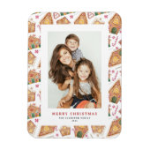 フェスティバルジンジャーブレッドハウスホワイトフォトクリスマス マグネット (縦)