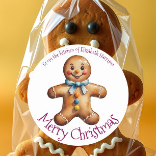 フェスティバルジンジャーブレッドマンクッキークリスマスベーキング ラウンドシール