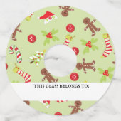 フェスティバルジンジャーブレッドマンクリスマス ワイングラスタグ (正面)