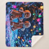 フェスティバルジンジャーブレッドマン雪ファンタジー シェルパブランケット (正面)