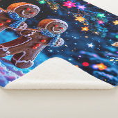 フェスティバルジンジャーブレッドマン雪ファンタジー シェルパブランケット (3/4)