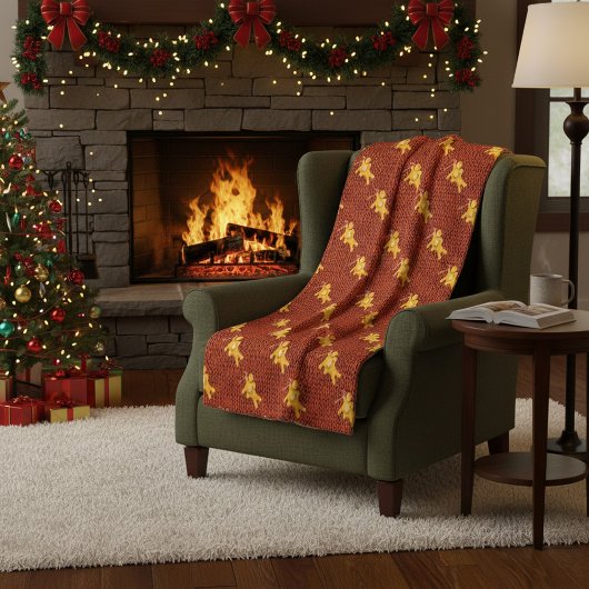フェスティバルジンジャーブレッドマン&ニットパターンクリスマス フリースブランケット