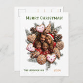 フェスティバルジンジャーブレッド写真パーソナライズされたクリスマス シーズンポストカード (正面/裏面)