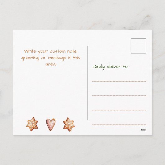 フェスティバルジンジャーブレッド写真パーソナライズされたクリスマス シーズンポストカード (裏面)