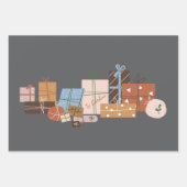 フェスティバルジンジャーブレッド3パッククリスマスギフトラップ ラッピングペーパーシート (正面)