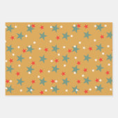 フェスティバルジンジャーブレッド、雪だるま&スターズクリスマス ラッピングペーパーシート (正面3)