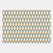 フェスティバルジンジャーブレッド、雪だるま&スターズクリスマス ラッピングペーパーシート (正面2)