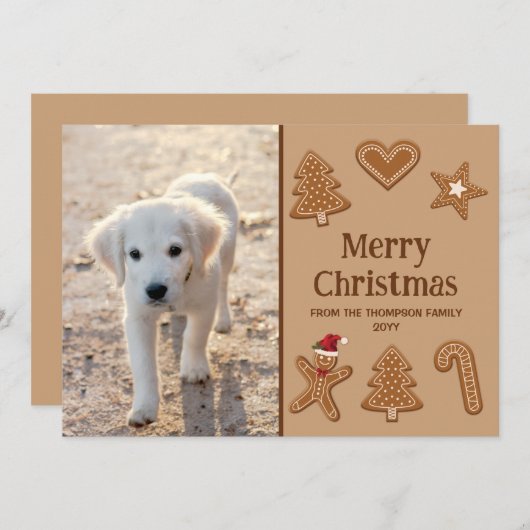 フェスティバルジンジャーブレッドCookieの形状とカスタム写真 シーズンカード (正面/裏面)