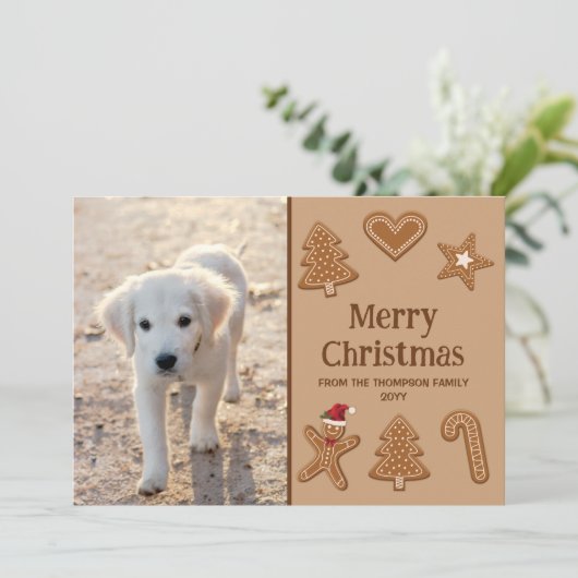 フェスティバルジンジャーブレッドCookieの形状とカスタム写真 シーズンカード (スタンド正面)