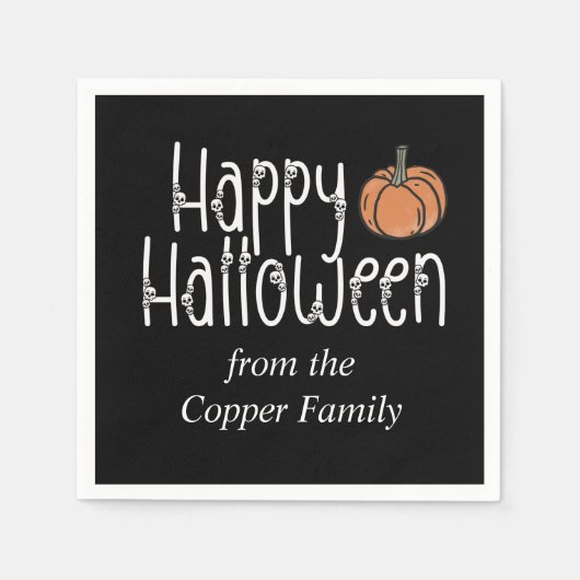 フェスティバルスカルハロウィンパーソナライズされた スタンダードカクテルナプキン (正面)