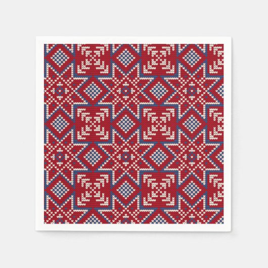 フェスティバルスカンジナビアのセーターパターン スタンダードカクテルナプキン (正面)