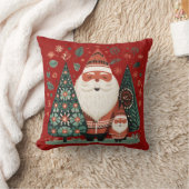 フェスティバルスカンジナビアフォークアートサンタクリスマス クッション (ブランケット)