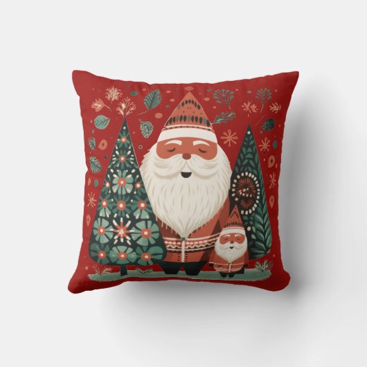 フェスティバルスカンジナビアフォークアートサンタクリスマス クッション (裏面)