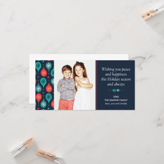 フェスティバルスカンジナビアフォークアートホリデーフォト カード (正面/裏面インサイチュ)