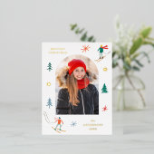 フェスティバルスキーヤーフォト金ゴールド 箔シーズンポストカード (立ち正面)