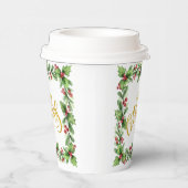 フェスティバルスクエアホリーリース-金ゴールドメリークリスマス 紙コップ (右)