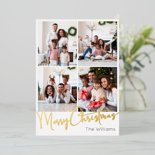 フェスティバルスクリプトセブン – フォトメリークリスマス金ゴールド 箔シーズンカード (立ち正面)