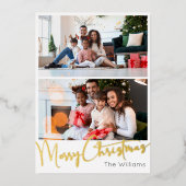 フェスティバルスクリプトツーフォトメリークリスマス金ゴールド 箔シーズンカード (正面)