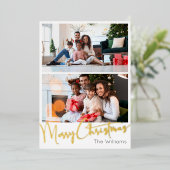 フェスティバルスクリプトツーフォトメリークリスマス金ゴールド 箔シーズンカード (立ち正面)