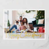 フェスティバルスクリプトフルフォトメリークリスマス金ゴールド 箔シーズンカード (正面)