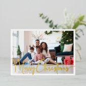 フェスティバルスクリプトフルフォトメリークリスマス金ゴールド 箔シーズンカード (立ち正面)