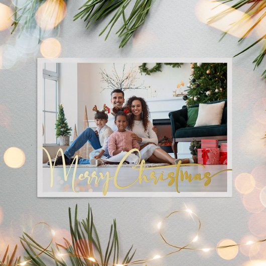 フェスティバルスクリプトフルフォトメリークリスマス金ゴールド 箔シーズンカード