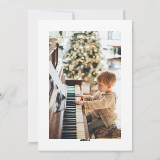 フェスティバルスクリプトレッドシンプルクリスマスメリークリスマスフォト シーズンカード (裏面)