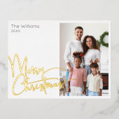 フェスティバルスクリプト写真メリークリスマス金ゴールド 箔シーズンポストカード (正面)