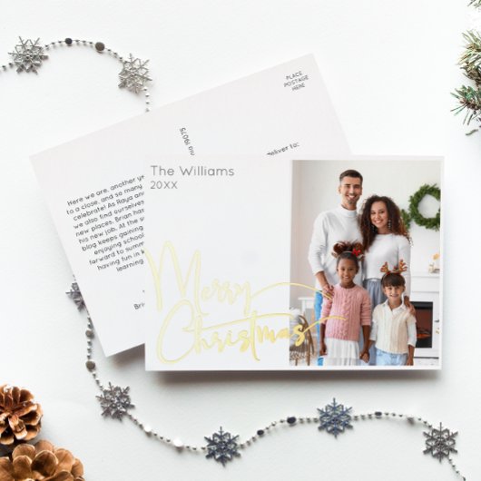 フェスティバルスクリプト写真メリークリスマス金ゴールド 箔シーズンポストカード