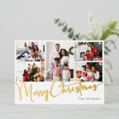 フェスティバルスクリプト5写真メリークリスマス金ゴールド 箔シーズンカード (立ち正面)