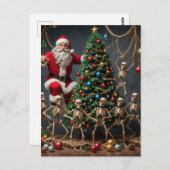 フェスティバルスケルトンサンタ踊りクリスマスツリー ポストカード (正面/裏面)