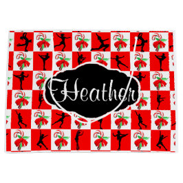 フェスティバルスケートで滑るクリスパーソナライズされたマス抱き枕 ラージペーパーバッグ