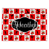 フェスティバルスケートで滑るクリスパーソナライズされたマス抱き枕 ラージペーパーバッグ (裏面)