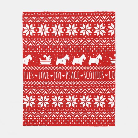 フェスティバルスコットドッグズクリスマス |スコティッシュテリア フリースブランケット (正面)