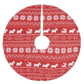 フェスティバルスコットドッグズクリスマス |スコティッシュテリア ブラッシュドポリエステルツリースカート (正面)