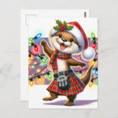 フェスティバルスコティッシュクリスマスオッター ポストカード (正面/裏面)