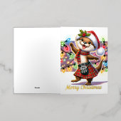 フェスティバルスコティッシュクリスマスオッター 箔グリーティングカード (外側レイダウン)