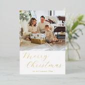 フェスティバルスシンプルクリスムクリスマス写真金ゴールド 箔シーズンカード (立ち正面)