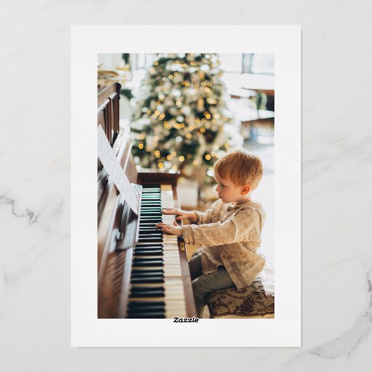 フェスティバルスシンプルクリスムクリスマス写真金ゴールド 箔シーズンカード (裏面)