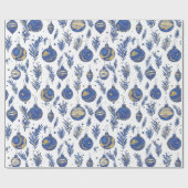 フェスティバルスタイリッシュクリスマスボーパターン（の模様が）あるブルブルー ラッピングペーパー (フラット)